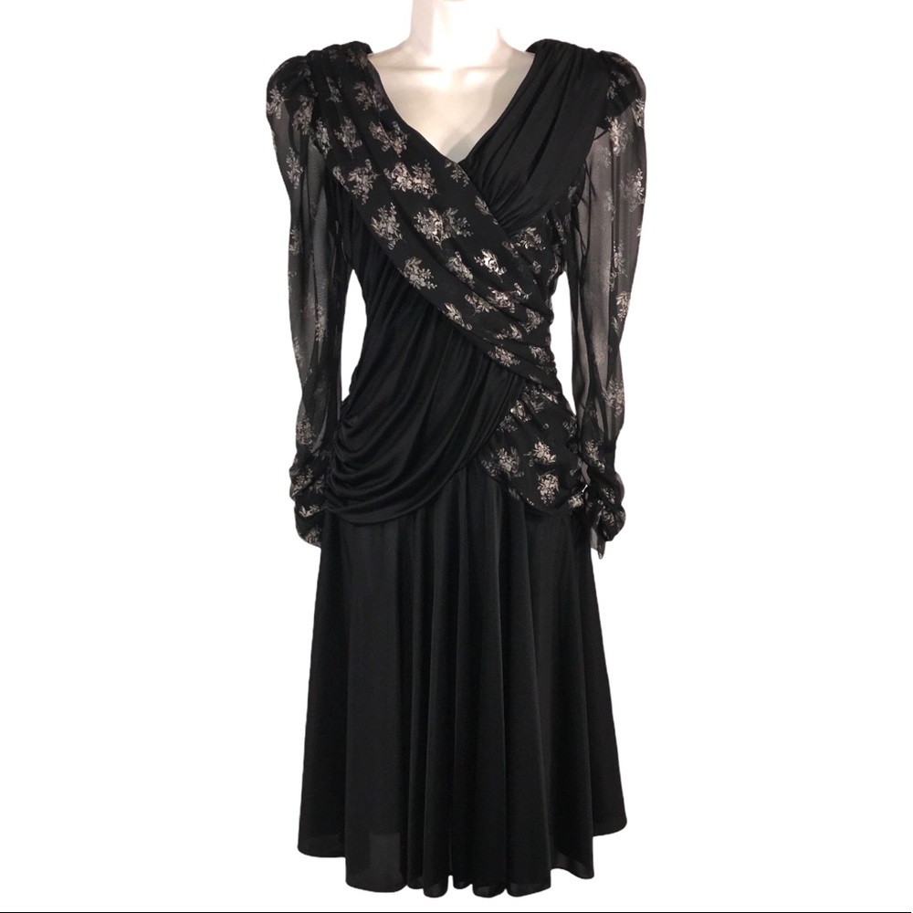 Vintage 1980s Victorian Rocker Ruched Dress